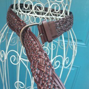 Genuine Leather Belt Wide Woven Braided Belts Crochet Womens like new M